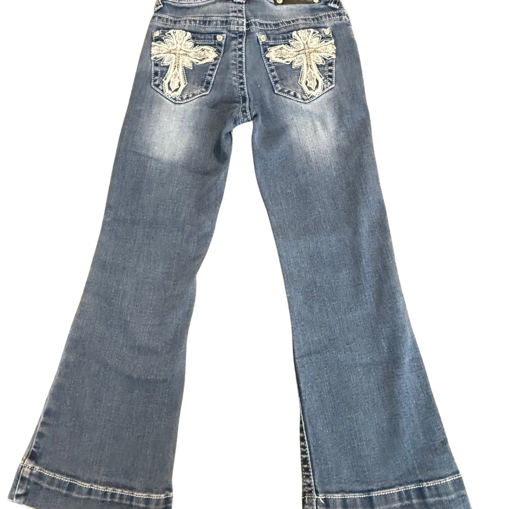 Stylish Kids' Denim Jeans with Embroidered Cross Pockets